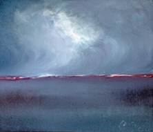 Painting titled 'Night' by Olena Sloboda, Original Artwork, Oil Mounted on Wood Stretcher frame